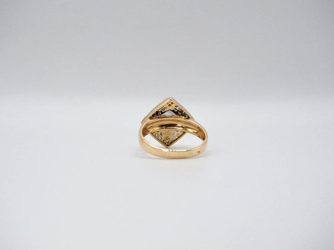 Bague 58 Bague or jaune quartz saphirs et diamants 58 Facettes 5081
