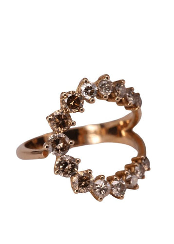 Bague 54 Bague lune en or jaune et diamants marron 58 Facettes P144