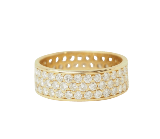 Ring 55 Ring Wedding band paved with diamonds in 18 kt yellow gold 58 Facettes 33676