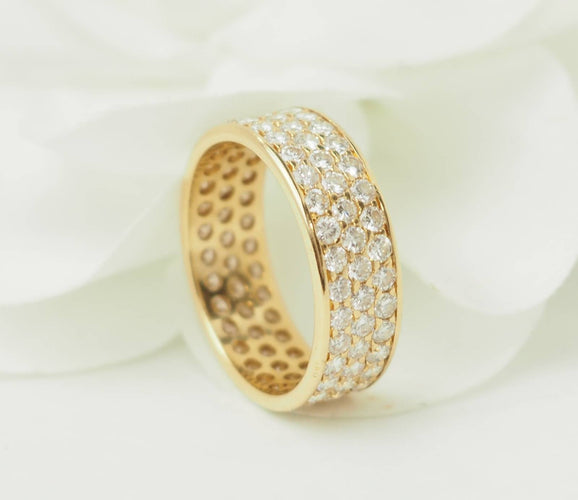 Prsten 55 Prsten Snubní prsten s diamantovým pavé ze žlutého zlata 18 kt 58 Facettes 33676