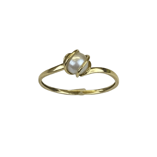 Ring 54 Ring with white pearl in 18-carat yellow gold 58 Facettes 250247