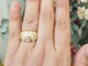 Ring 54 Wide ring with drop motifs in 18 kt yellow gold and diamonds 58 Facettes 33673