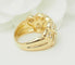 Ring 54 Wide ring with drop motifs in 18 kt yellow gold and diamonds 58 Facettes 33673