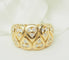 Ring 54 Wide ring with drop motifs in 18 kt yellow gold and diamonds 58 Facettes 33673