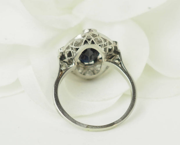 Ring 57 Ring Art Deco aus Platin 950, Saphir und Diamanten 58 Facettes 33650
