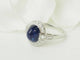 Ring 52 Ring Art Deco in Platina 900, cabochon saffier en diamanten 58 Facettes 33658