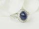 Ring 52 Ring Art Deco in Platina 900, cabochon saffier en diamanten 58 Facettes 33658