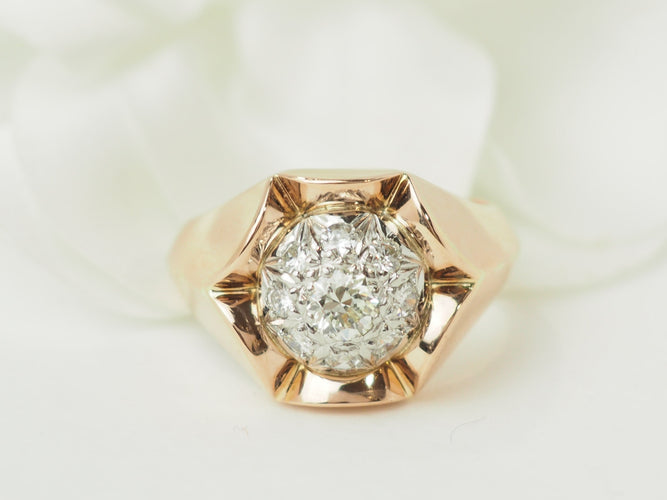 Bague 58 Bague Tank en or rose et diamants 58 Facettes 33624