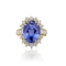 Bague 54 Bague années 1970 en or jaune 18 carats, saphir de Ceylan 6 ct et diamants 58 Facettes F31