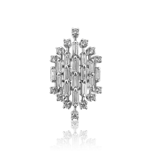Bague 54 Bague style milieu du siècle en platine et diamants 58 Facettes F18
