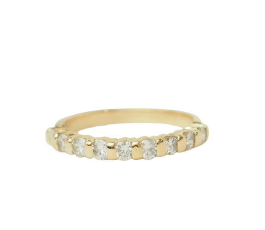 Bague 48 Demi-alliance en or jaune et diamants 0,45 ct 58 Facettes 33653