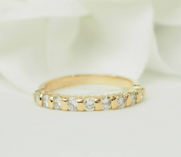 Bague 48 Demi-alliance - Bague en or jaune 18 kt et diamants 0,45 ct 58 Facettes 33653