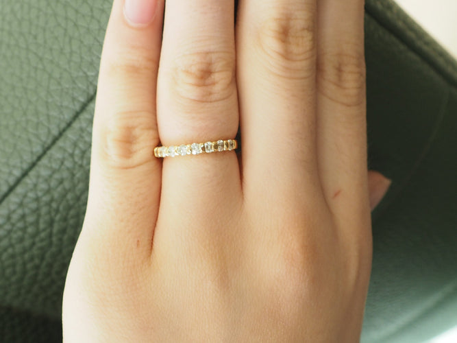 Bague 48 Demi-alliance - Bague en or jaune 18 kt et diamants 0,45 ct 58 Facettes 33653