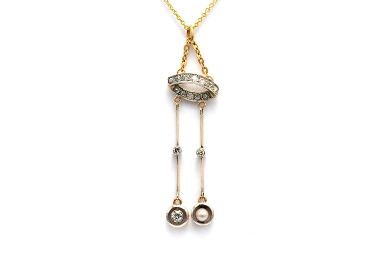 Pendentif Pendentif Art déco en or jaune 18 carats, diamants et perle 58 Facettes B831