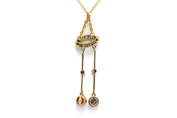 Pendentif Pendentif Art déco en or jaune 18 carats, diamants et perle 58 Facettes B831