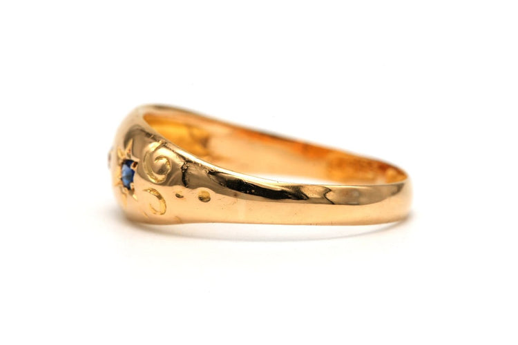 Bague 57 Art déco - Bague en or jaune 18 carats, diamants et saphirs 58 Facettes B832