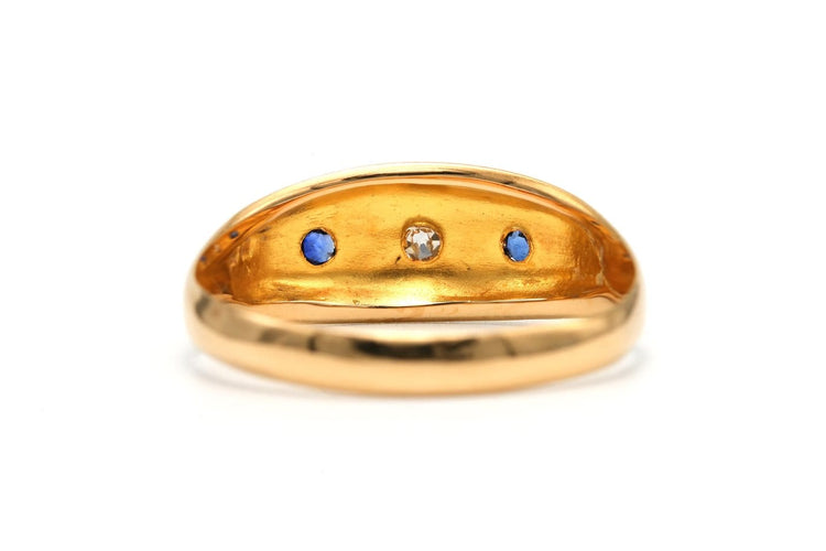 Bague 57 Art déco - Bague en or jaune 18 carats, diamants et saphirs 58 Facettes B832