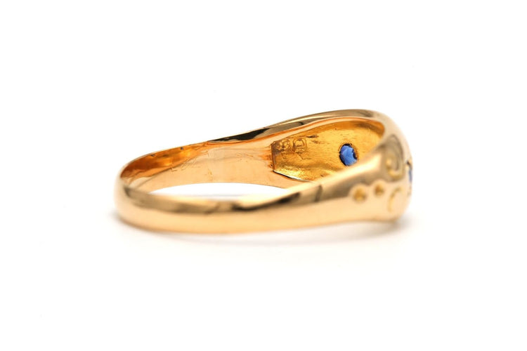 Bague 57 Art déco - Bague en or jaune 18 carats, diamants et saphirs 58 Facettes B832
