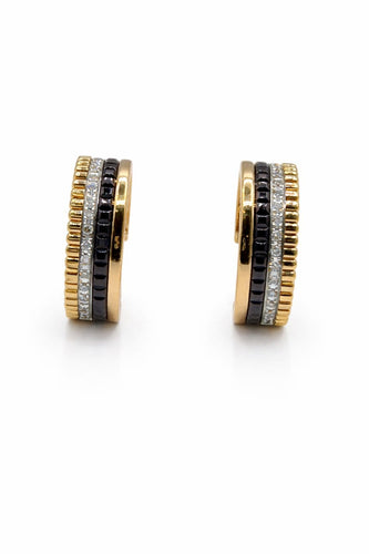 Boucles d'oreilles Boucheron Quatre - Boucles d'oreilles créoles en or jaune, rose et blanc, diamants 58 Facettes Boucles d’oreilles