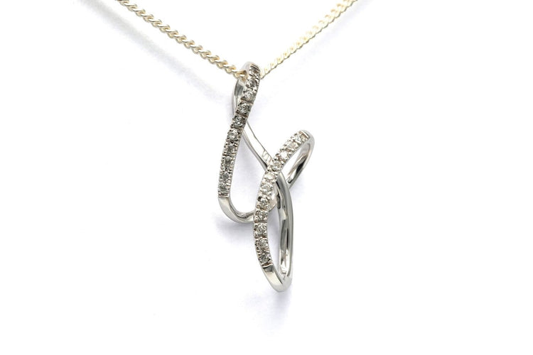 Pendentif Pendentif contemporain en or blanc 18 carats serti de diamants 58 Facettes B833
