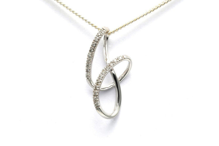 Pendentif Pendentif contemporain en or blanc 18 carats serti de diamants 58 Facettes B833