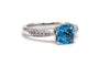Bague 51 Bague contemporaine en or blanc 18 carats, topaze et diamants 58 Facettes B842
