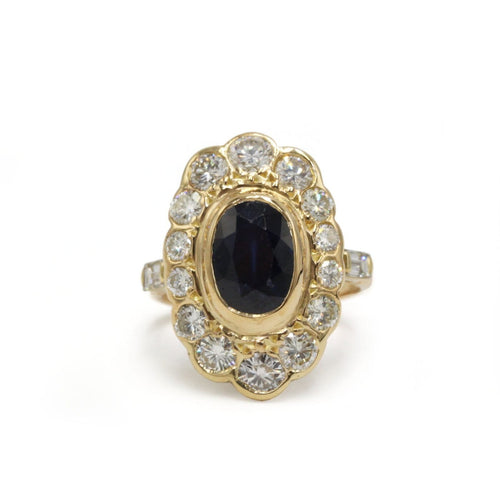 Bague 47 Bague marguerite en or jaune avec saphir et diamants 58 Facettes 260080R