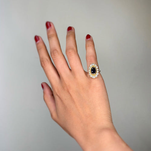 Bague 47 Bague marguerite en or jaune avec saphir et diamants 58 Facettes 260080R
