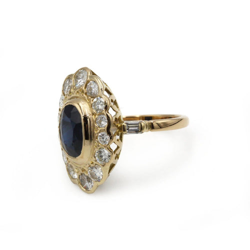 Bague 47 Bague marguerite en or jaune avec saphir et diamants 58 Facettes 260080R