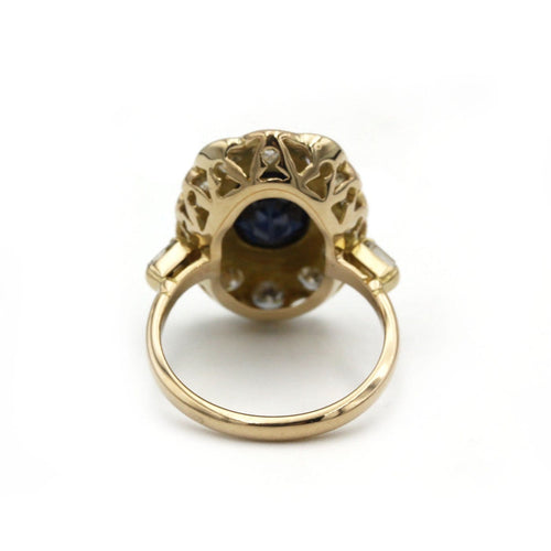 Bague 47 Bague marguerite en or jaune avec saphir et diamants 58 Facettes 260080R