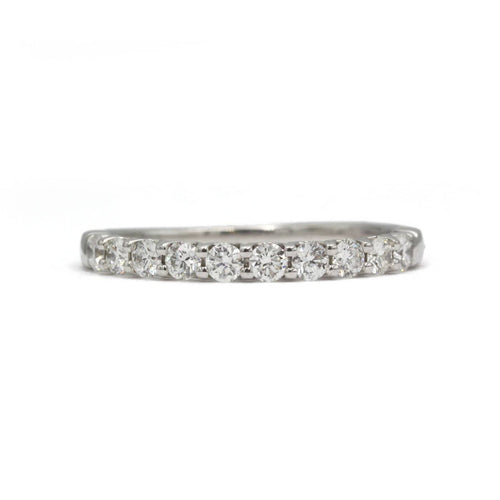Bague 55 Demi-alliance - Bague en or blanc 750 sertie de diamants 58 Facettes 260081R