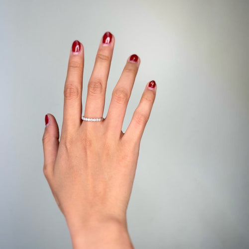 Bague 55 Demi-alliance - Bague en or blanc 750 sertie de diamants 58 Facettes 260081R