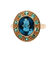 Bague 54 Bague - Topaze bleue et émeraudes en or rose 58 Facettes