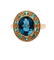 Bague 54 Bague - Topaze bleue et émeraudes en or rose 58 Facettes
