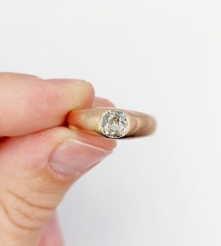 Bague 58.5 Bague jonc antique en or rose et diamant taille ancienne 58 Facettes A06899