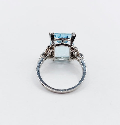 Bague 47 Bague Art déco en platine avec aigue-marine 4,50 ct et diamants 58 Facettes A06879