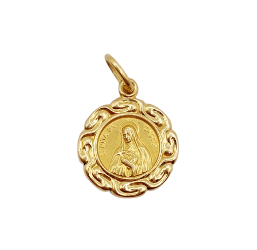 Pendentif Médaille religieuse - Pendentif Vierge et Sainte Rita da Cascia en or jaune 18k 58 Facettes A06893