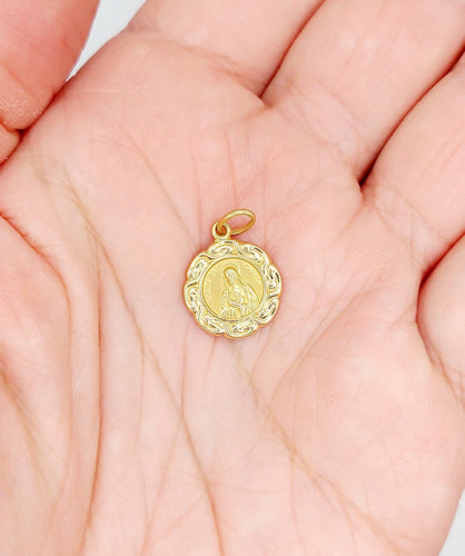 Pendentif Médaille religieuse - Pendentif Vierge et Sainte Rita da Cascia en or jaune 18k 58 Facettes A06893