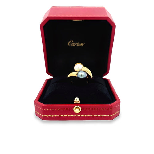 Bague 51 Cartier Toi et Moi - Bague vintage en or jaune 18k avec perles Akoya 58 Facettes 60024095
