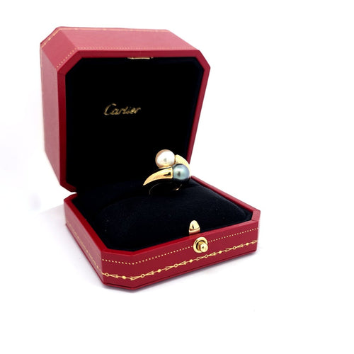 Bague 51 Cartier Toi et Moi - Bague vintage en or jaune 18k avec perles Akoya 58 Facettes 60024095
