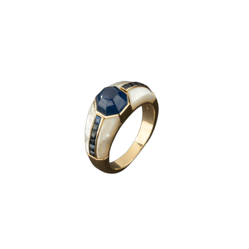 Bague 52 Repossi - Bague en or jaune 18K, saphirs et nacre 58 Facettes