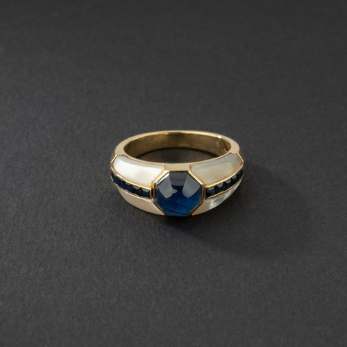 Bague 52 Repossi - Bague en or jaune 18K, saphirs et nacre 58 Facettes