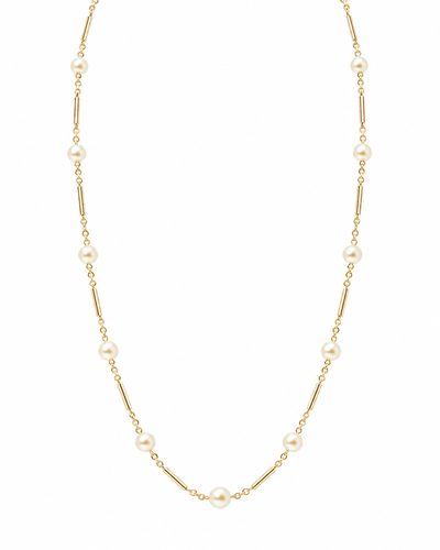 Collier Collier en or jaune à perles – boules alternées par des barres 58 Facettes 33659