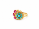 Bague 52 Bague en or jaune, turquoises et rubis 58 Facettes 33697