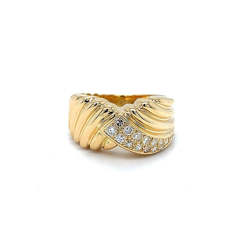 Bague 51 Bague croisée en or jaune 750 sertie de diamants 58 Facettes 434591