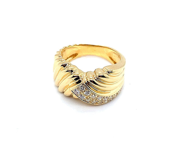 Bague 51 Bague croisée en or jaune 750 sertie de diamants 58 Facettes 434591
