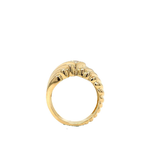 Bague 51 Bague croisée en or jaune 750 sertie de diamants 58 Facettes 434591
