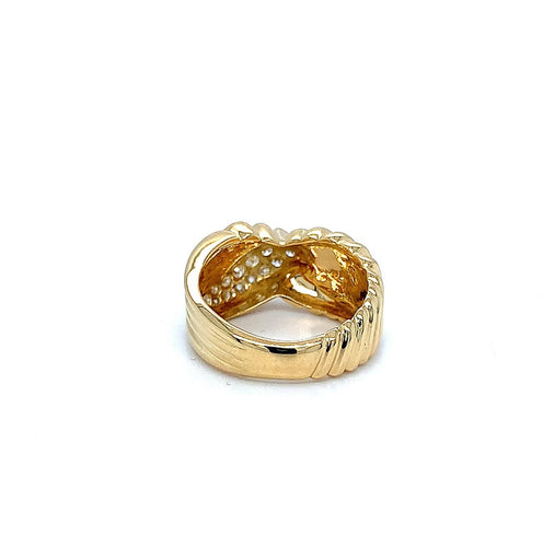 Bague 51 Bague croisée en or jaune 750 sertie de diamants 58 Facettes 434591