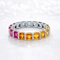Bague 52 Alliance Rainbow - Bague en platine 950 sertie de saphirs et diamants 58 Facettes raina