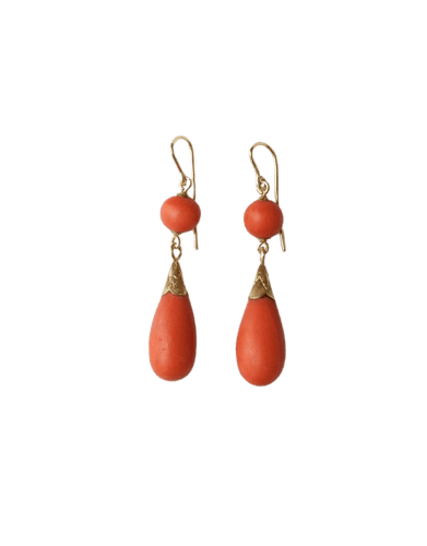 Boucles d'oreilles Boucles d'oreilles pendantes anciennes en or jaune et corail 58 Facettes